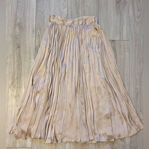 (NWT) Banana Republic Maxi Pleated Satin Skirt, champagne, size S
